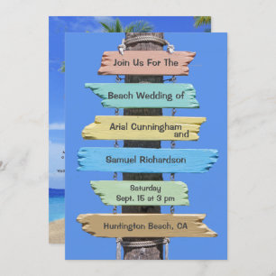 Boho Beach Sign Tropical Wedding Einladung