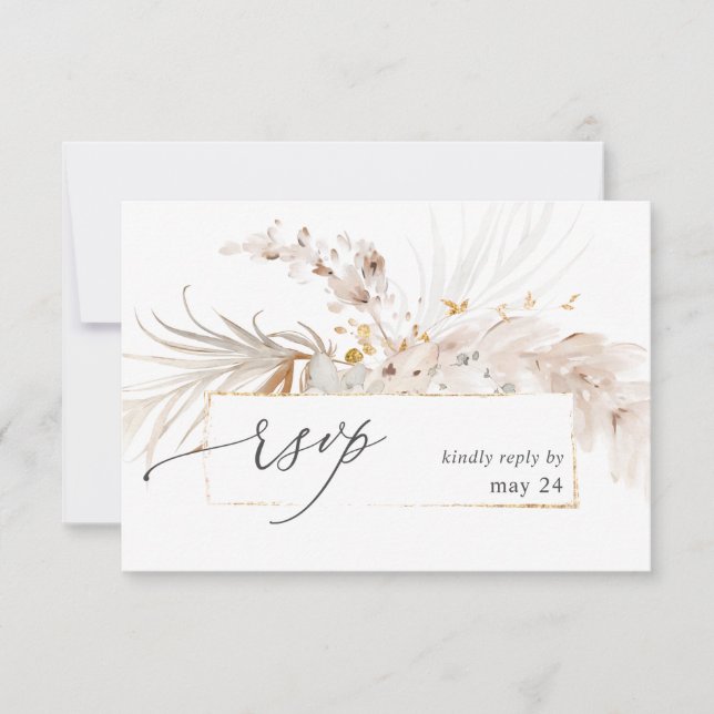 Boho Beach Tropical Beige Floral w Meal UAWG 2 RSVP Karte (Vorderseite)