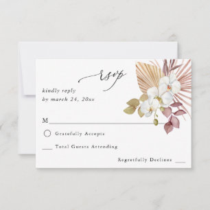Boho Beach White Floral no Meal UAWG RSVP Karte