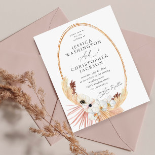 Boho Beach White Floral Wedding Einladung