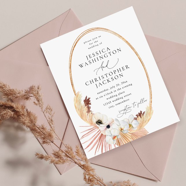 Boho Beach White Floral Wedding Einladung (Von Creator hochgeladen)