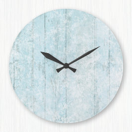 Boho Beach Wood Coastal Blue Modern Große Wanduhr