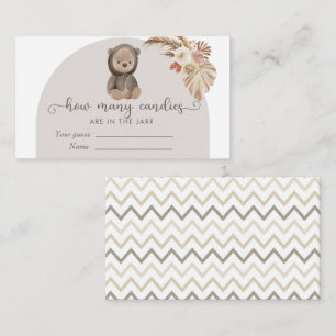 Boho Bear Baby Dusche schätzt, wie viele Candies Begleitkarte