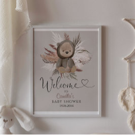 Boho Bear Baby Dusche Willkommen Poster