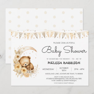 Boho Bear Baby Shower Einladung