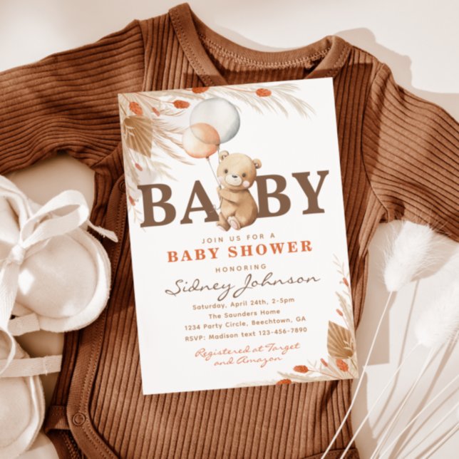 Boho Bear Baby Shower Einladung | Bärendusche (Von Creator hochgeladen)