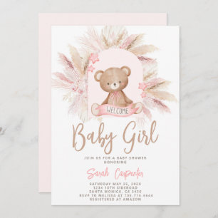 Boho Bear Baby Shower Girl Einladung