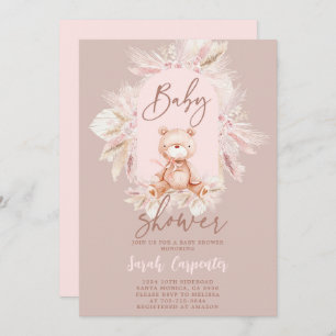 Boho Bear Baby Shower Girl Einladung