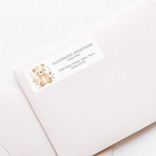 Boho Bear Babysitter-Rücksendeadresse (Boho Bear Babysitter Return Address label)