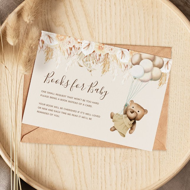 Boho Bear Book Request Baby Dusche Begleitkarte (Von Creator hochgeladen)