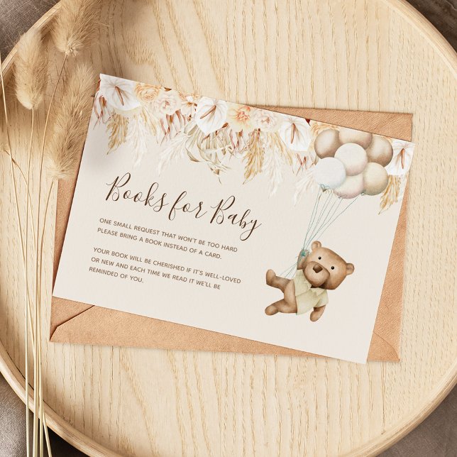 Boho Bear Book Request Baby Shooting Card Begleitkarte (Von Creator hochgeladen)