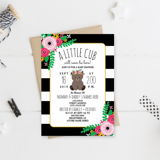 Boho Bear Cub Babydusche Einladung (Von Creator hochgeladen)