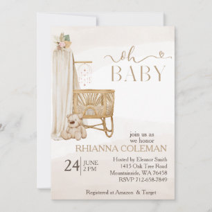 Boho Bear Pampas Gras Blütenbaby Dusche Einladung