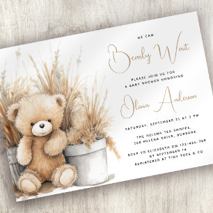 Boho Bear Pampas Grass Bearly Wait Baby Dusche Einladung