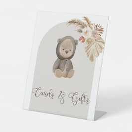 Boho Bear Pampas Grass Kinderduschkarten und Gesch Sockelschild