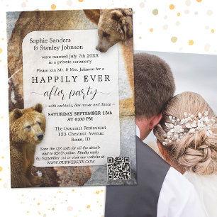 Boho Bear QR Code Foto nach Einladung Hochzeit