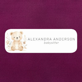 Boho Bear Watercolor Babysitter Service Namensschild
