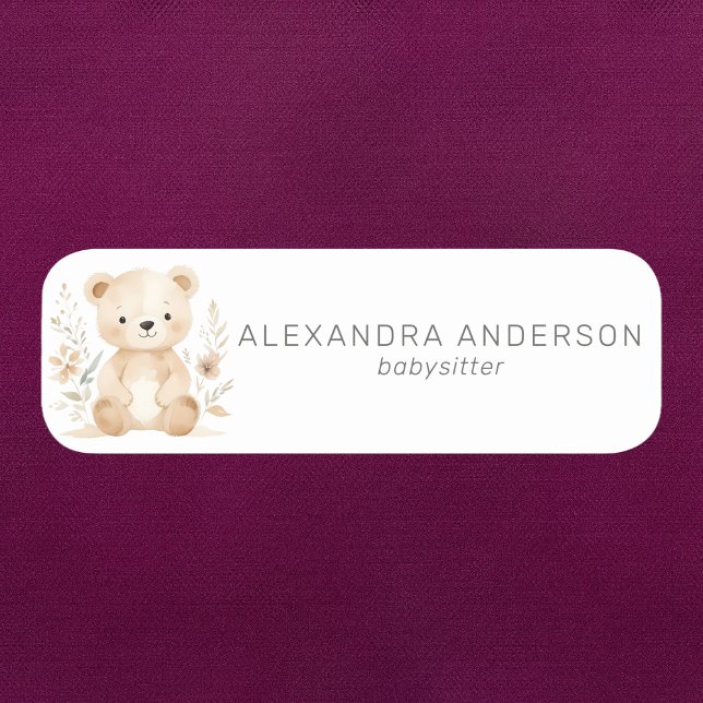 Boho Bear Watercolor Babysitter Service Namensschild (Boho Bear Watercolor Babysitter Service Name Tag)