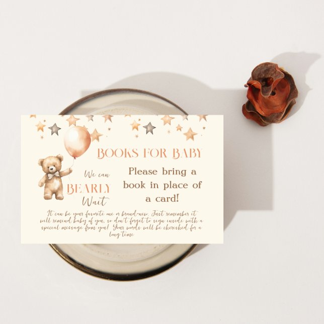 Boho Bearly Wait Beige Bärenbücher für Babydusche Begleitkarte (Von Creator hochgeladen)