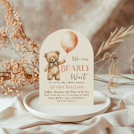 Boho Bearly Wait Gender Neutral Bear Baby Shower Einladung
