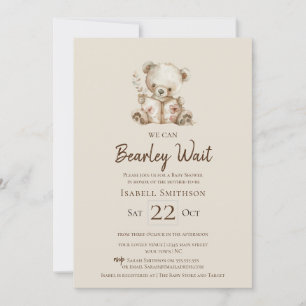 Boho Bearly Wait Geschichtenbuch Bär Baby Shower Einladung