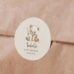 Boho Bearly Wait Geschichtenbuch Bär Baby Shower Runder Aufkleber