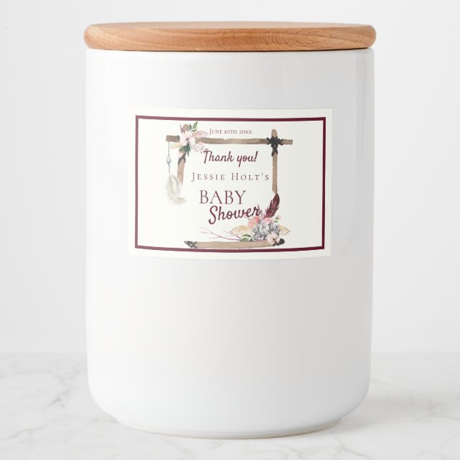 Boho Beautiful Southwestern Baby Dusche Lebensmitteletikett (Vorderseite)