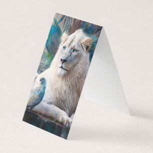 Boho Beautiful White Lion Illustration Visitenkarten