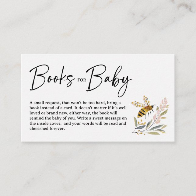 Boho Bee Baby Shower Books for Baby Begleitkarte (Vorderseite)
