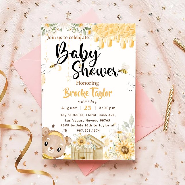 Boho Bee Baby Shower Einladung (Von Creator hochgeladen)