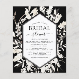 Boho Beige Black Botanical Brautparty Flyer