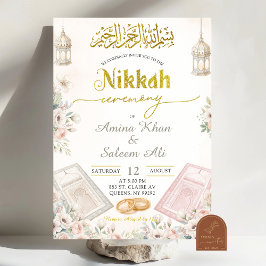 Boho Beige Blumen Ameen Zeremonie Einladung