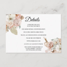 Boho-beige Blumen-Einlegekarte Details Begleitkarte