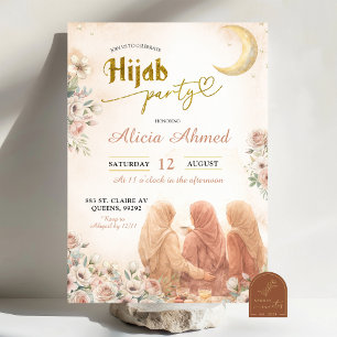 Boho-Beige-Blumen-Hidschab-Party Einladung