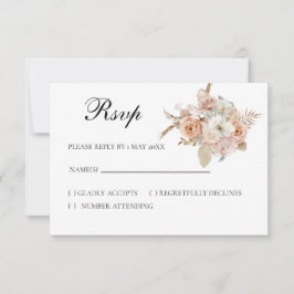 Boho-beige Blumeneinladungskarte zur Antwort