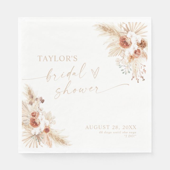 Boho Beige Brautparty Serviette (Vorderseite)