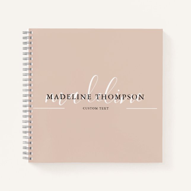 Boho Beige Calligrafie-Skript Notizbuch (Vorderseite)