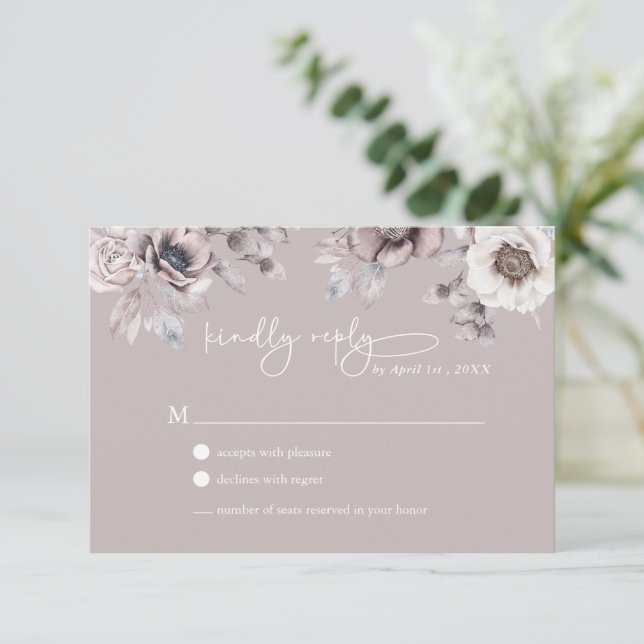 Boho Beige & Dusty Mauve UAWG Wedding Card Einladung (Stehend Vorderseite)
