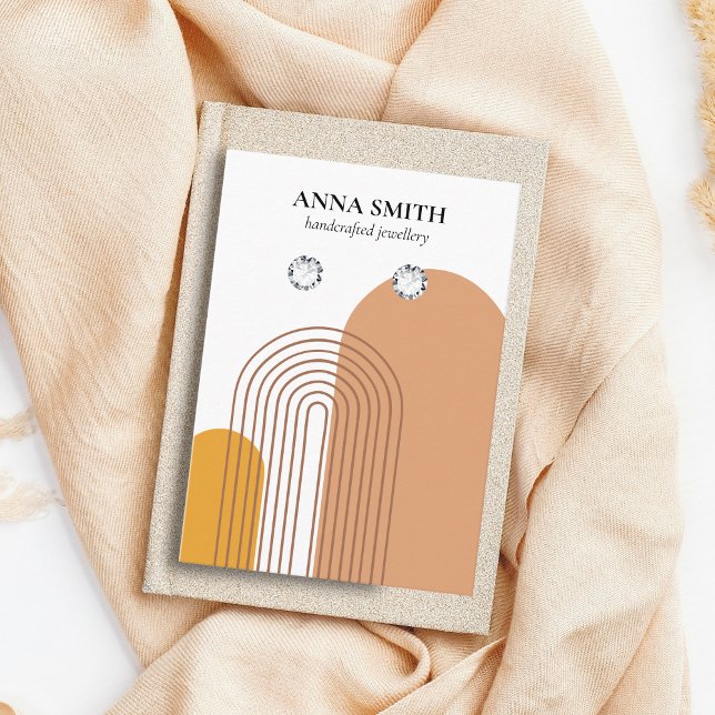 Boho Beige Earthy Modern Study Earring Display Visitenkarte (Von Creator hochgeladen)