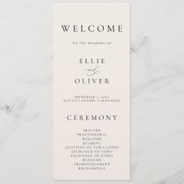 Boho Beige Elegant Minimalistisch Hochzeit Programm