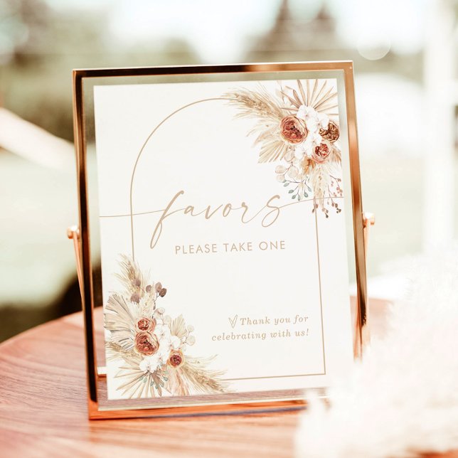 Boho Beige Favors Sign | Rasendusche Pampas Poster (Von Creator hochgeladen)