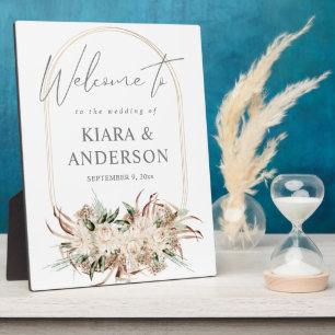 Boho Beige Floral Welcome Plaque Fotoplatte