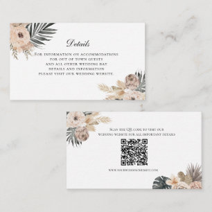 Boho Beige Florale Hochzeitsdetails-Einlagekarte Begleitkarte