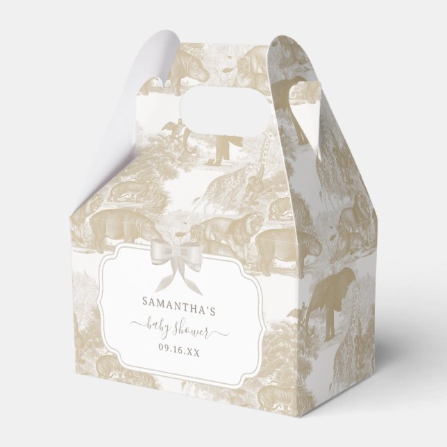Boho Beige Jungle Animals Safari Chinoiserie Geschenkschachtel (Vorderseite)