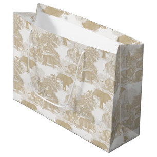 Boho Beige Jungle Animals Safari Chinoiserie Große Geschenktüte
