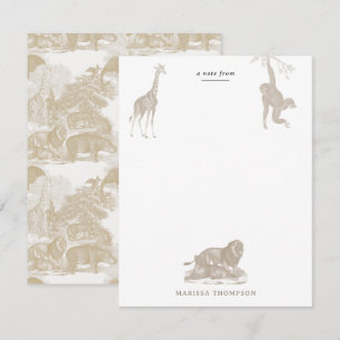 Boho Beige Jungle Animals Safari Chinoiserie Mitteilungskarte
