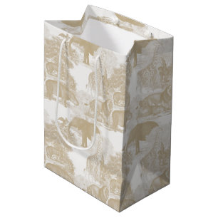 Boho Beige Jungle Animals Safari Chinoiserie Mittlere Geschenktüte