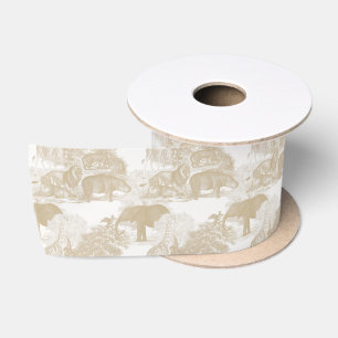 Boho Beige Jungle Animals Safari Chinoiserie Satinband