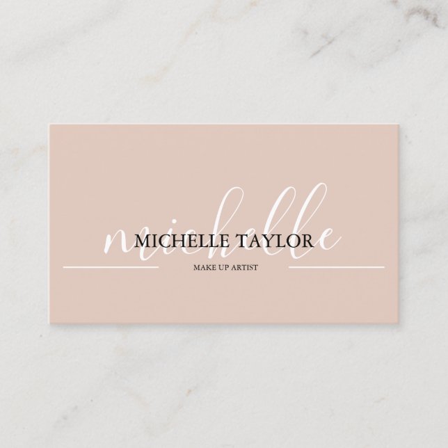 Boho Beige Kalligrafie-Script-QR-Code  Visitenkarte (Vorderseite)