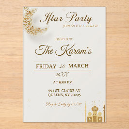 Boho Beige Minimalist Moschee Ramadan Iftar-Party  Acryleinladungen